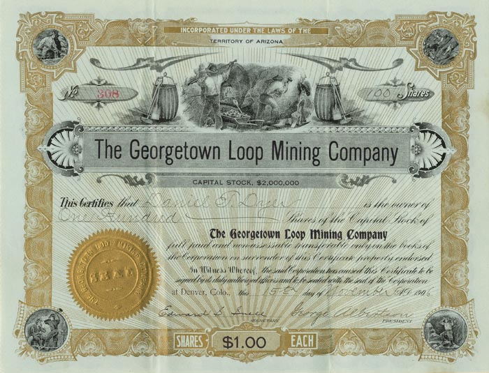Georgetown Loop Mining Co. - Georgetown County, Colorado - Stock Certificate